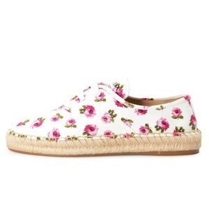 *New/No Box* PRADA WOMEN'S 1E988L CANVAS FLORAL PRINT LACE UP FLATS CASUAL SHOES